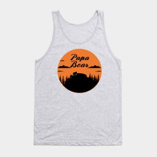 Papa Bear Two Cubs Walking in Mountains sunset Tank Top